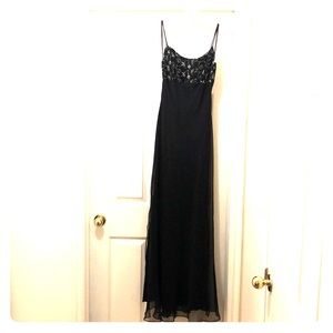 Black spaghetti strap chiffon long formal dress!